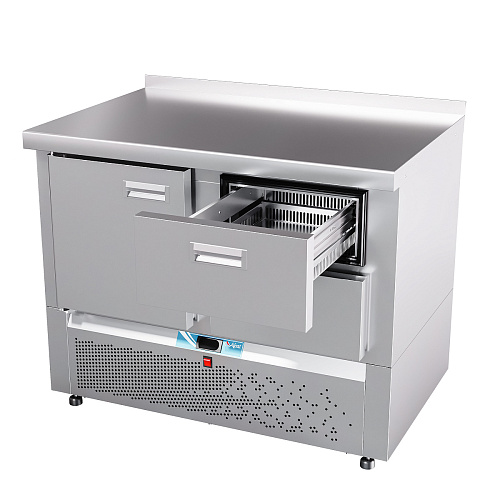 Стол холодильный низкотемпературный Abat СХН-70Н-01 (дверь, ящик 1/2) с бортом Стол холодильный низкотемпературный Abat СХН-70Н-01 (дверь, ящик 1/2) с бортом